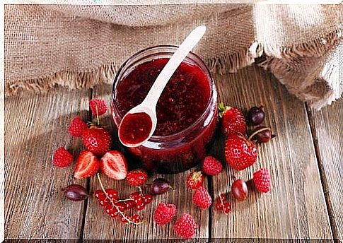 Red fruit jam.