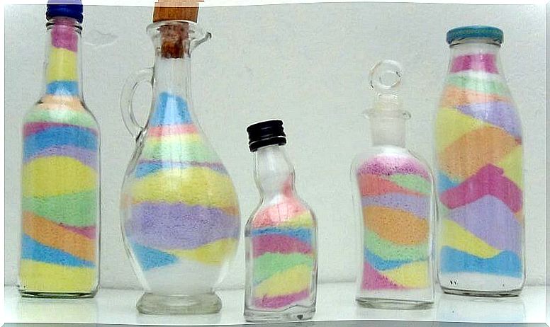 Bottles with sand