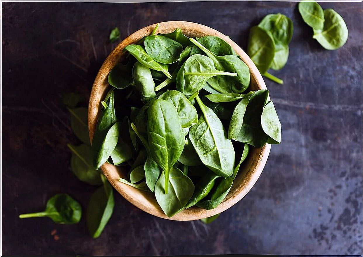 Bowl with spinach