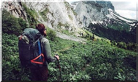 Man walking in the mountains