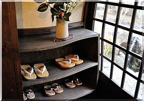 Shoes at the entrance to the house