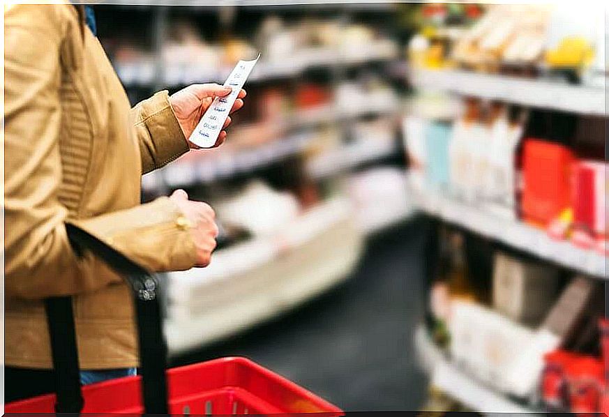 Woman reading the shopping list