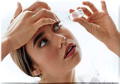 Girl putting ophthalmic oximetazoline in the eye