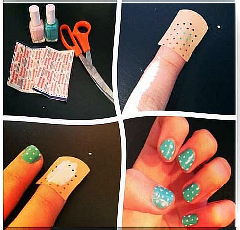 patch to create a polka dot design on the nail polish