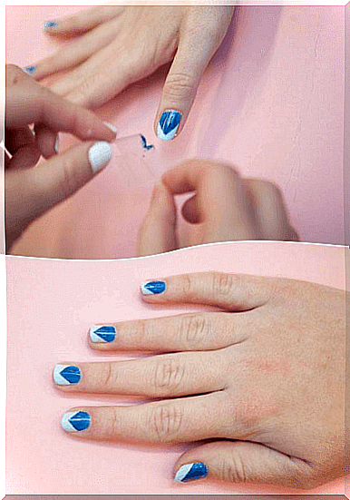 masking tape to create designs with nail polish