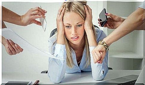 Woman stressed by too many requests