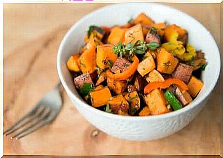 Sweet potato in a bowl.