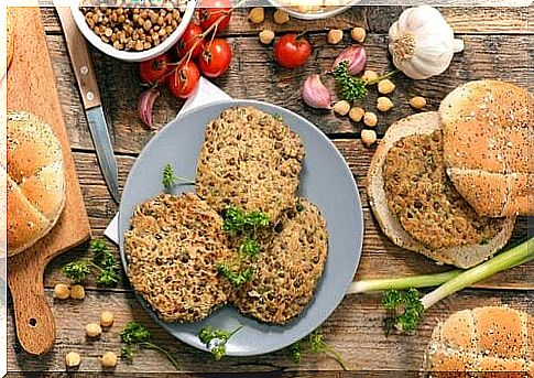 Vegetable burgers with lentils and mushrooms