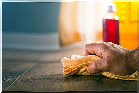 cloth on wooden cabinet